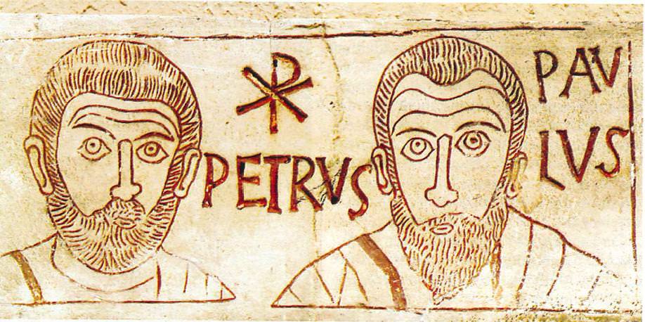 Pietro e Paolo in un'incisione del IV secolo